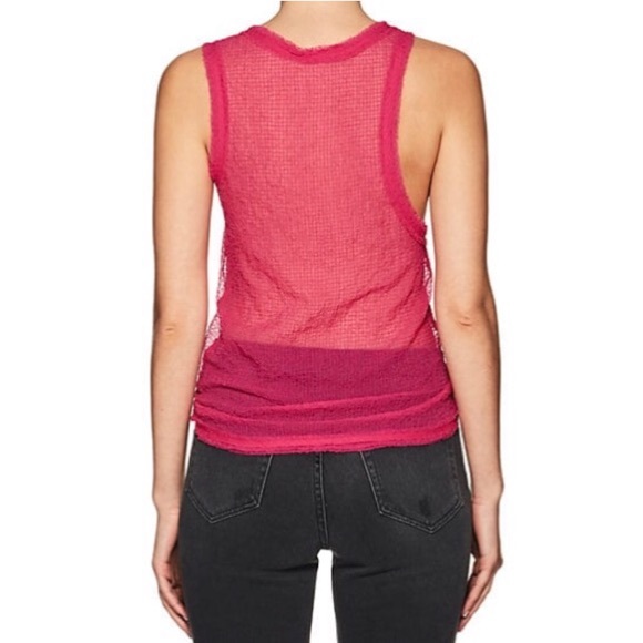 new Helmut Lang ψ Grid Chiffon Asymmetrical Top ψ Fuchsia Hot Pink ψ Large ψ - Picture 4 of 16